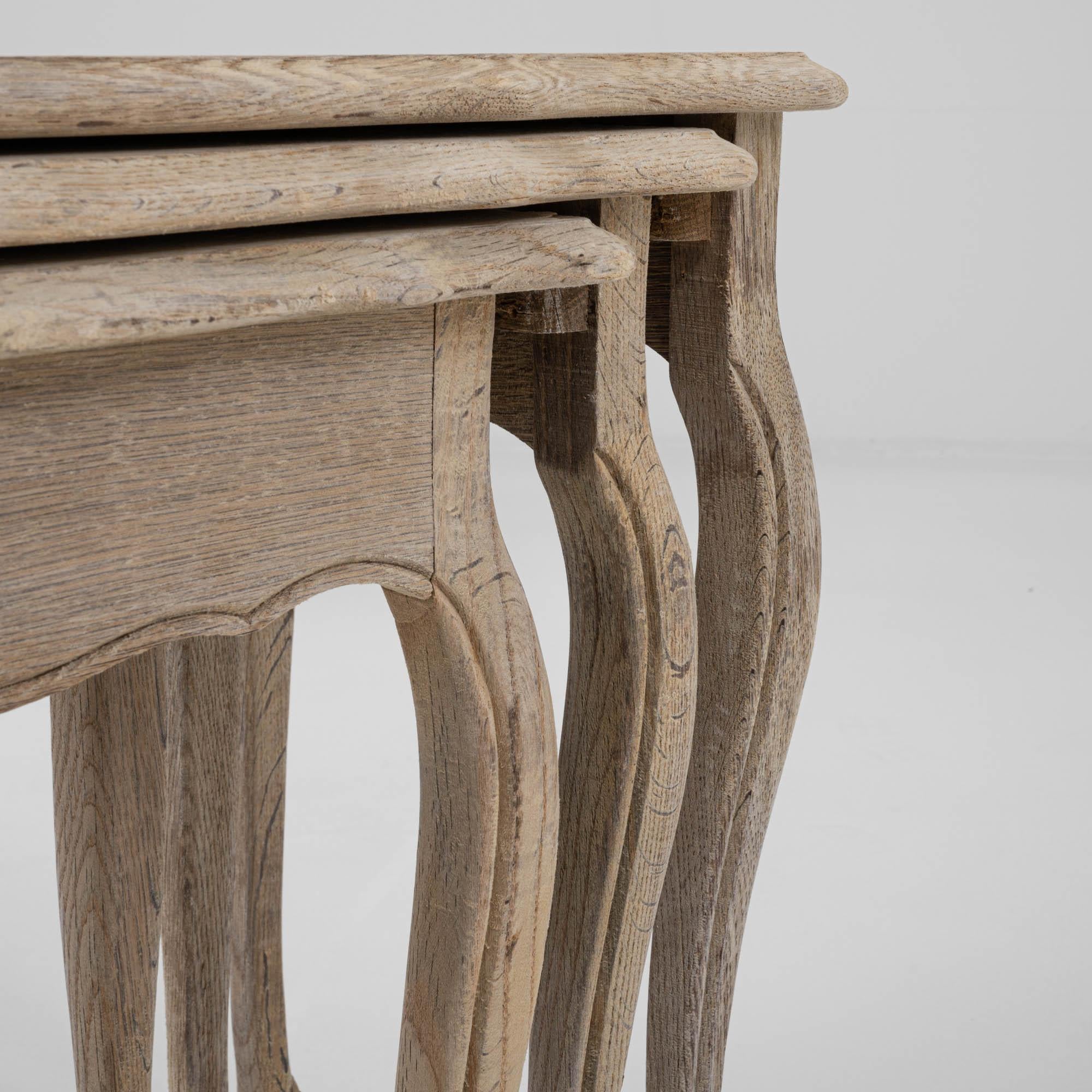 20th Century Belgian Wooden Nesting Tables, a Set 5