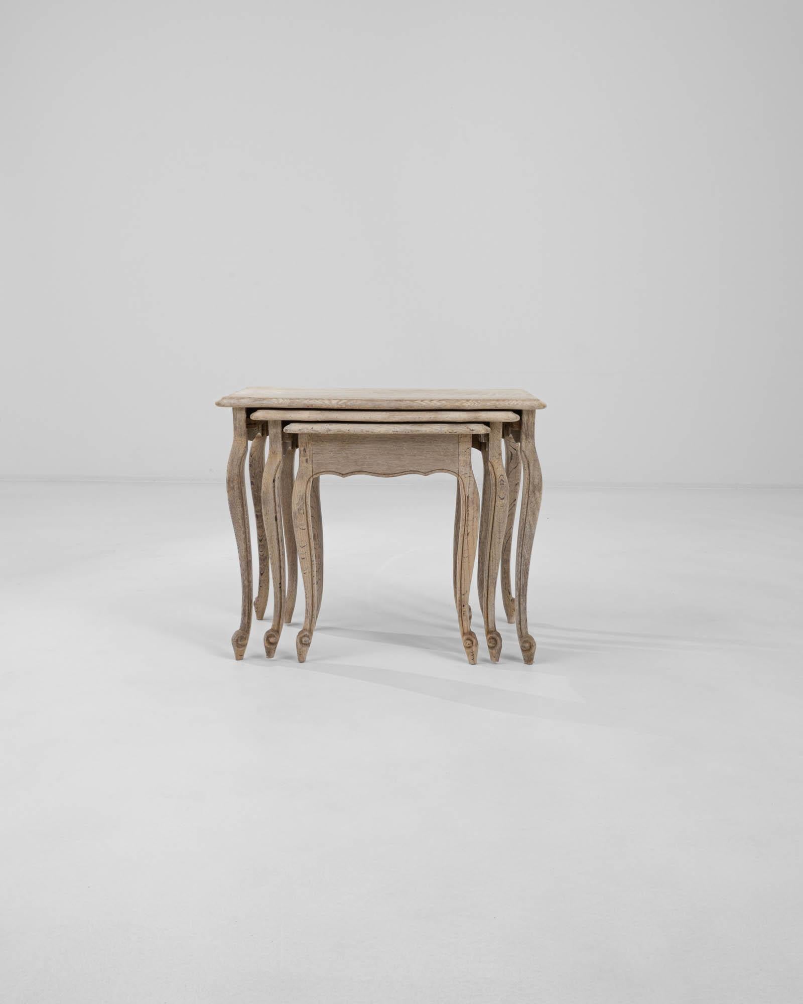 French Provincial 20th Century Belgian Wooden Nesting Tables, a Set