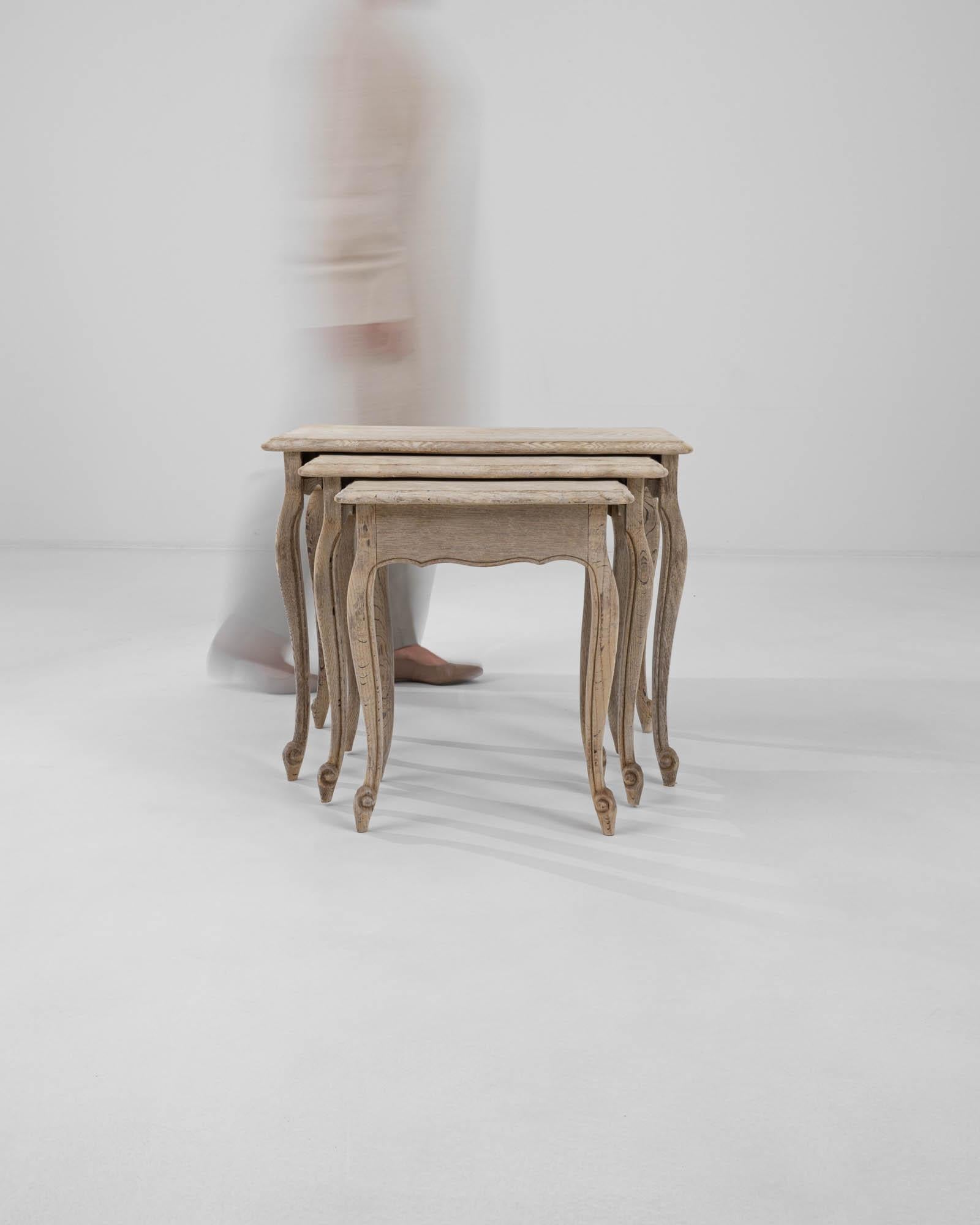 20th Century Belgian Wooden Nesting Tables, a Set In Good Condition In High Point, NC