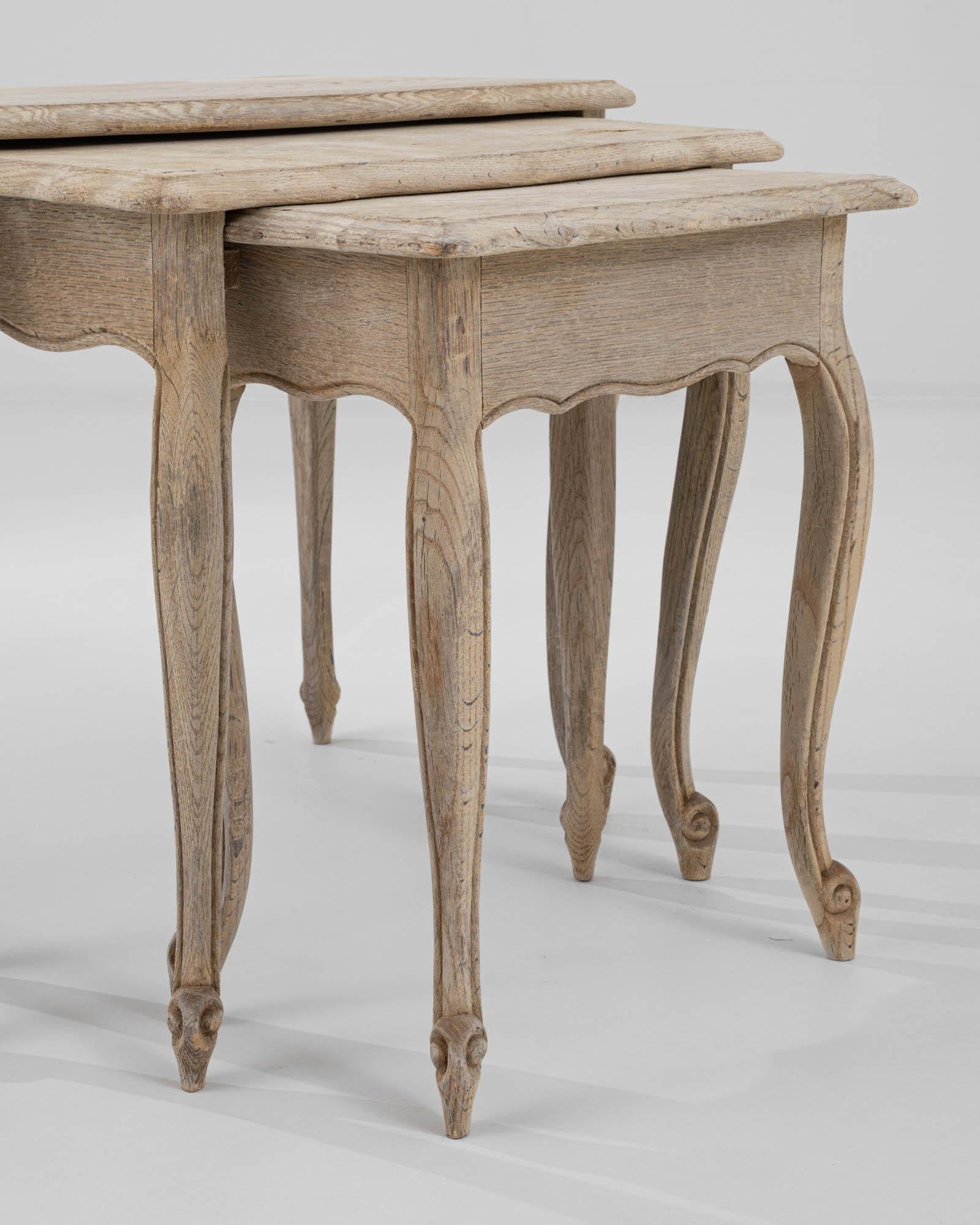 20th Century Belgian Wooden Nesting Tables, a Set 1