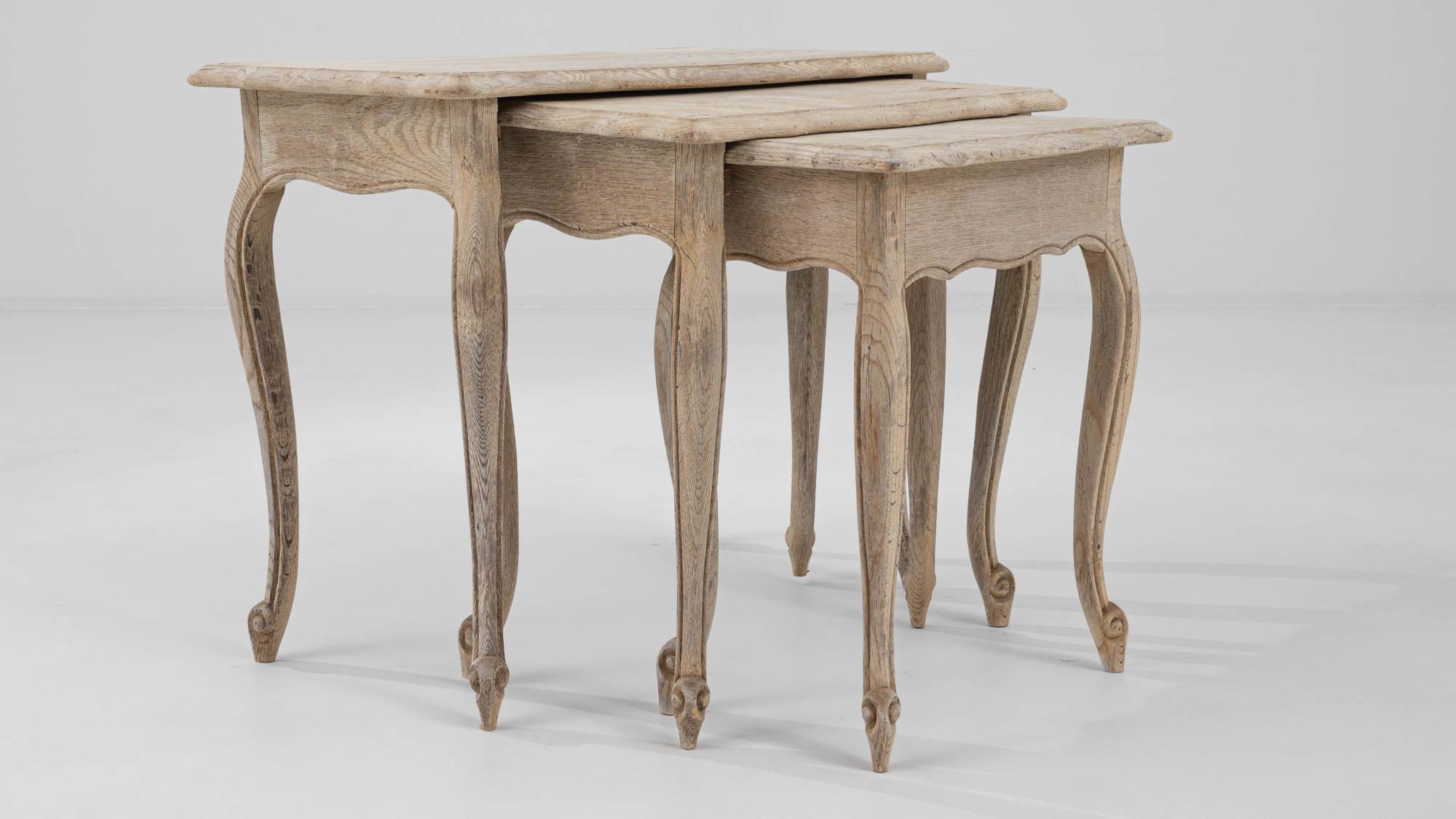 20th Century Belgian Wooden Nesting Tables, a Set 2