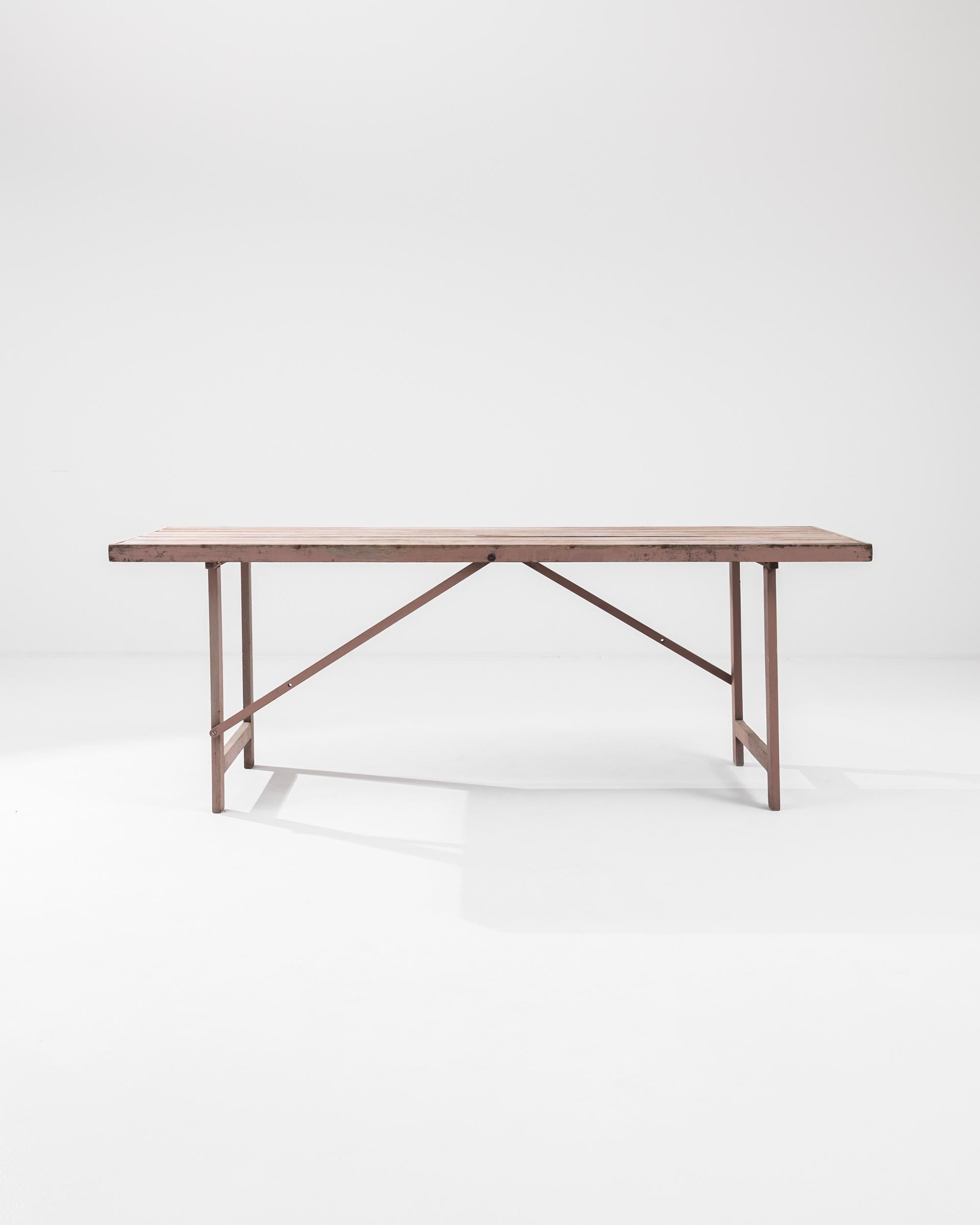 Rustic 20th Century Belgian Wooden Table For Sale