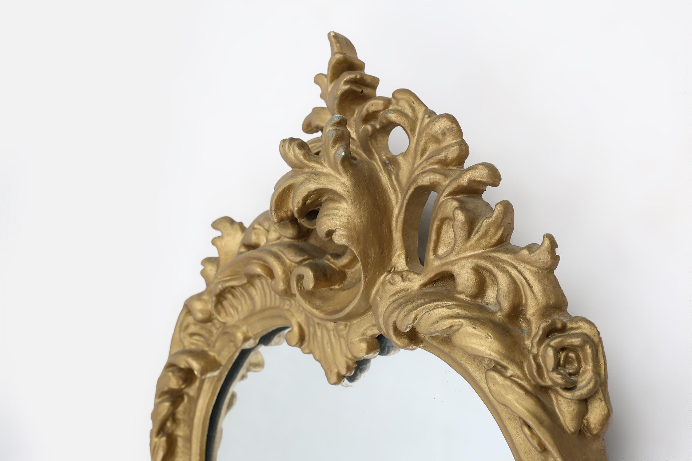 Gilt 20th Century Belgium gold framed mirror in Louis XV style For Sale