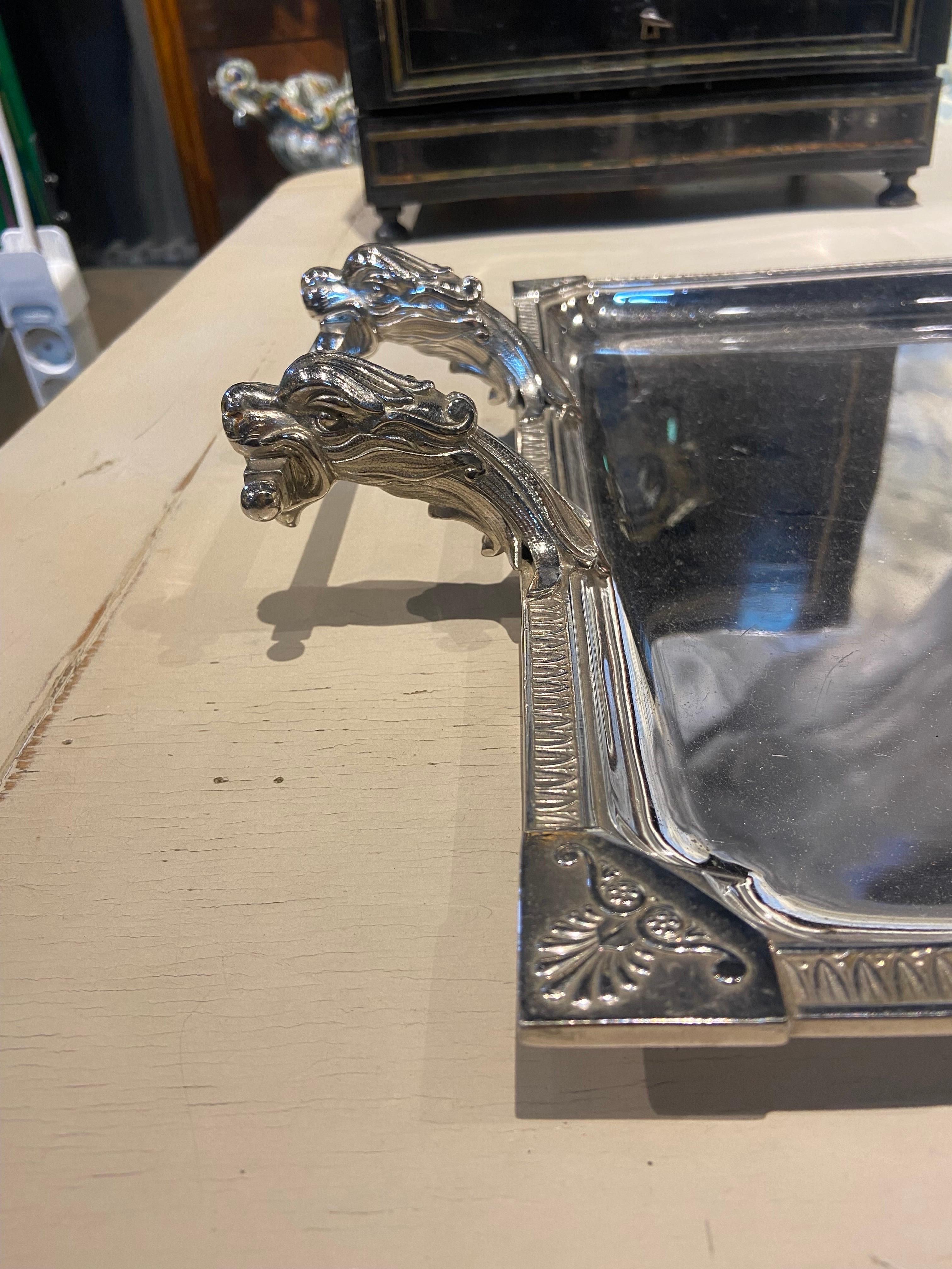20th Century Belgium Silver Plate Serving Tray Made by Wiskemann For Sale 4