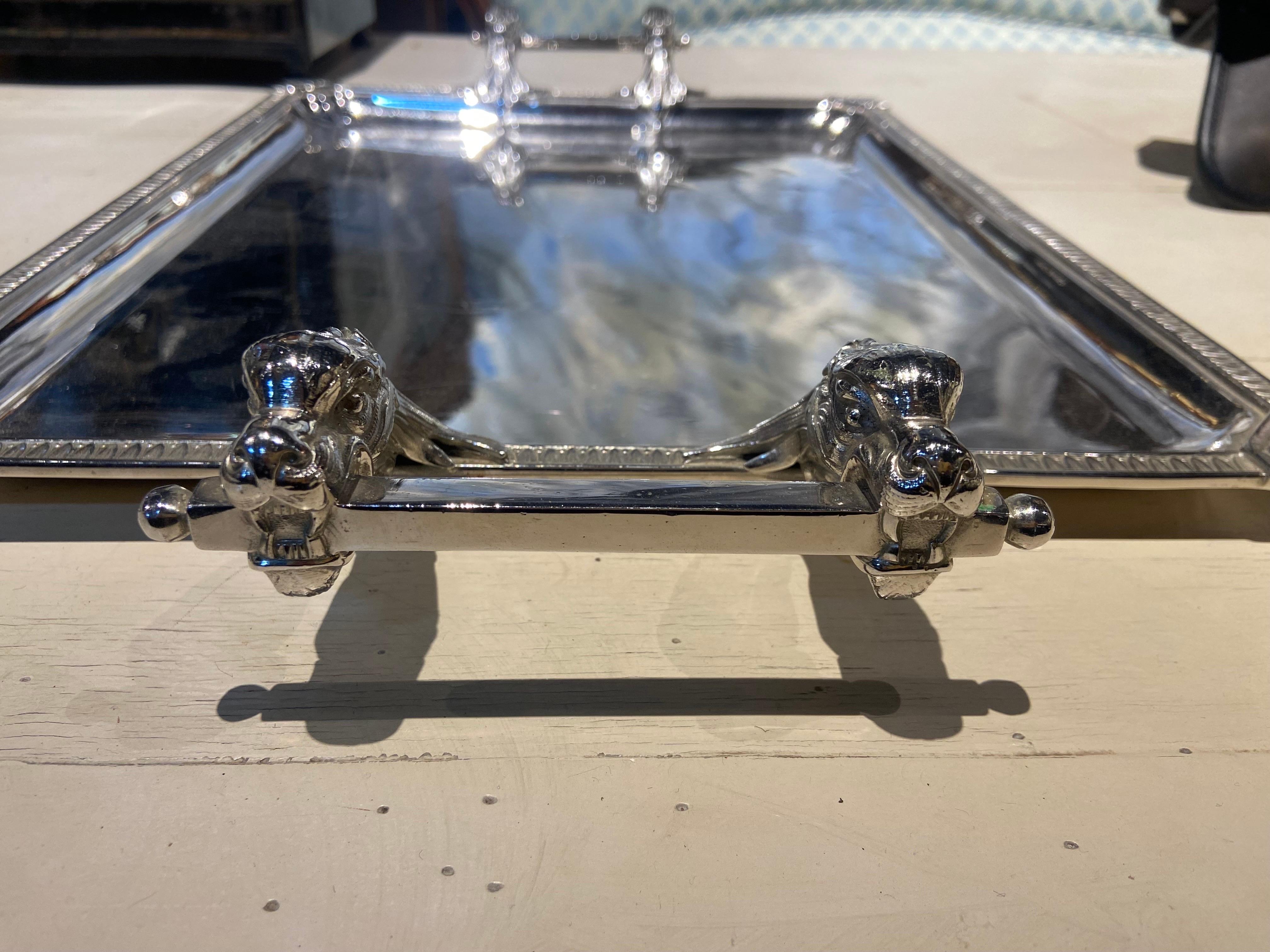 20th Century Belgium Silver Plate Serving Tray Made by Wiskemann For Sale 5
