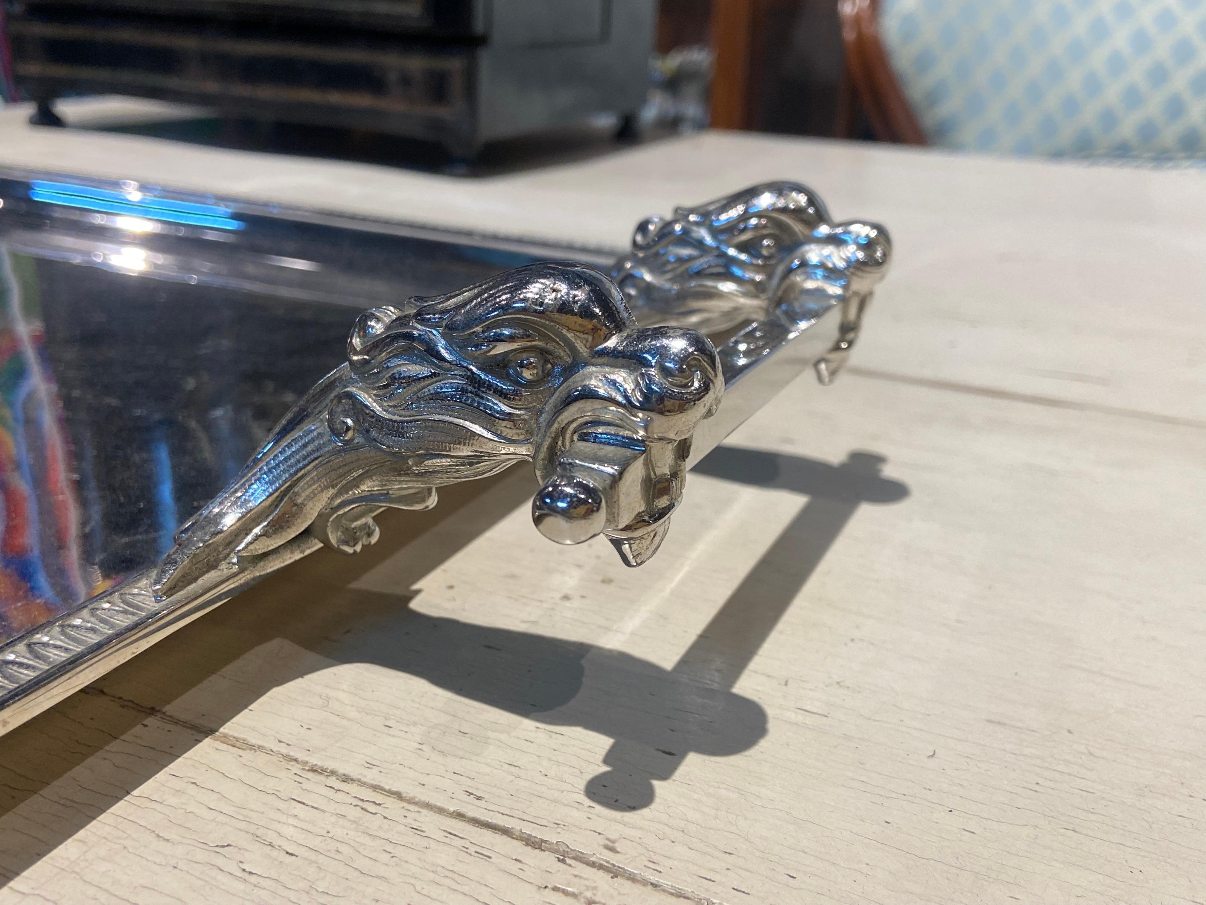 20th Century Belgium Silver Plate Serving Tray Made by Wiskemann In Good Condition For Sale In Sofia, BG