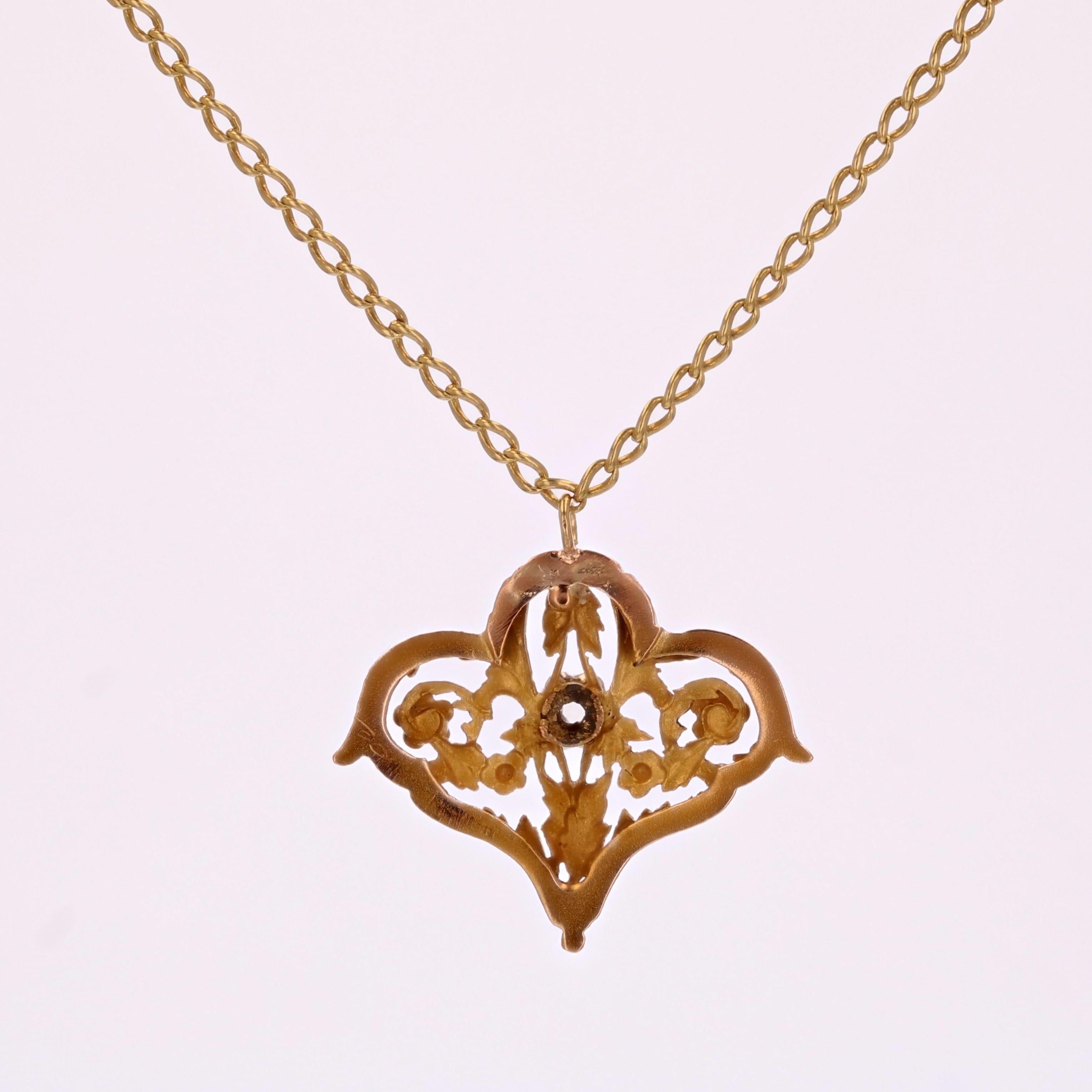 20th Century Belle Epoque Diamond 18 Karat Yellow Gold Necklace For Sale 6