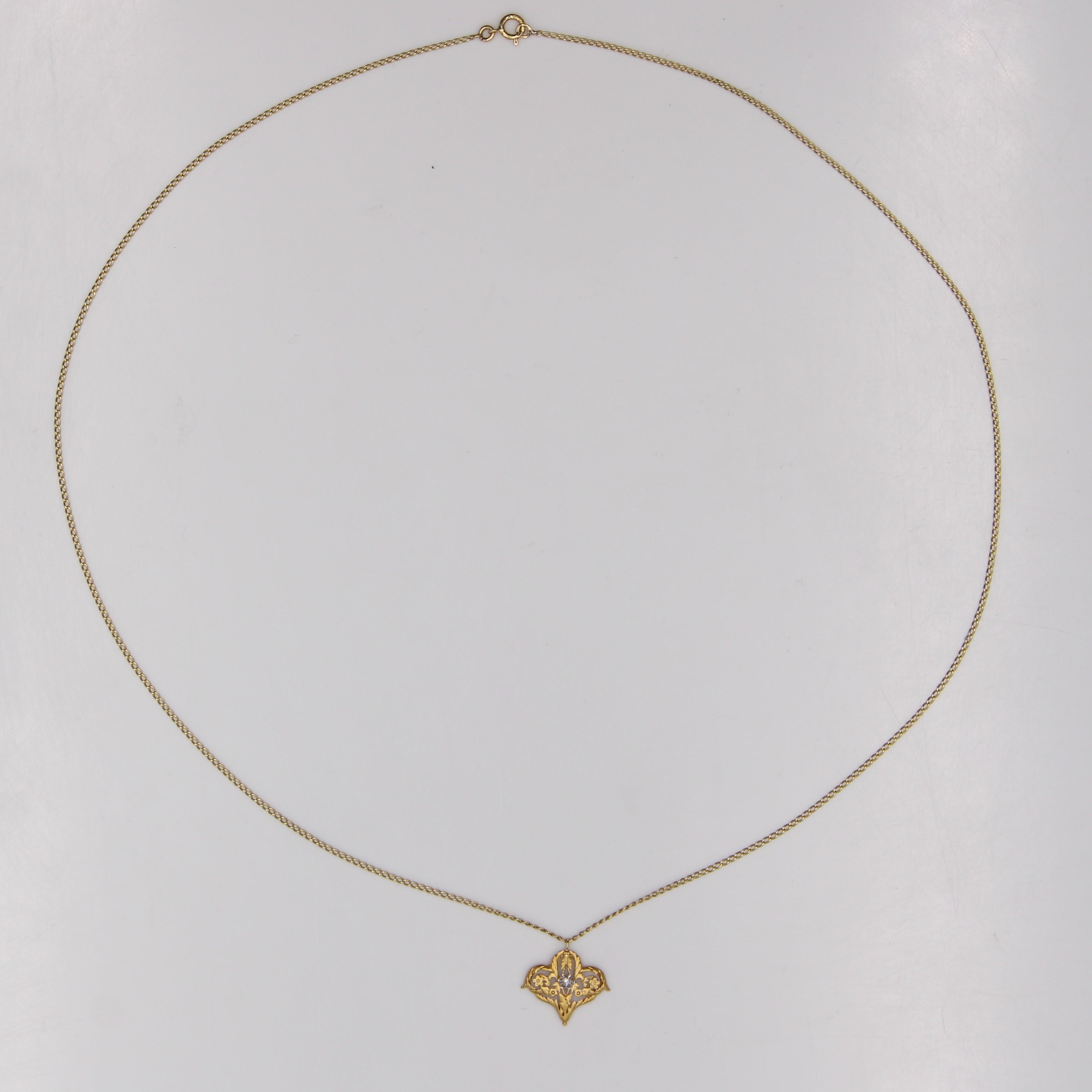 Halskette aus 18 Karat Gelbgold mit Diamanten aus der Belle Epoque des 20. Jahrhunderts (Belle Époque) im Angebot
