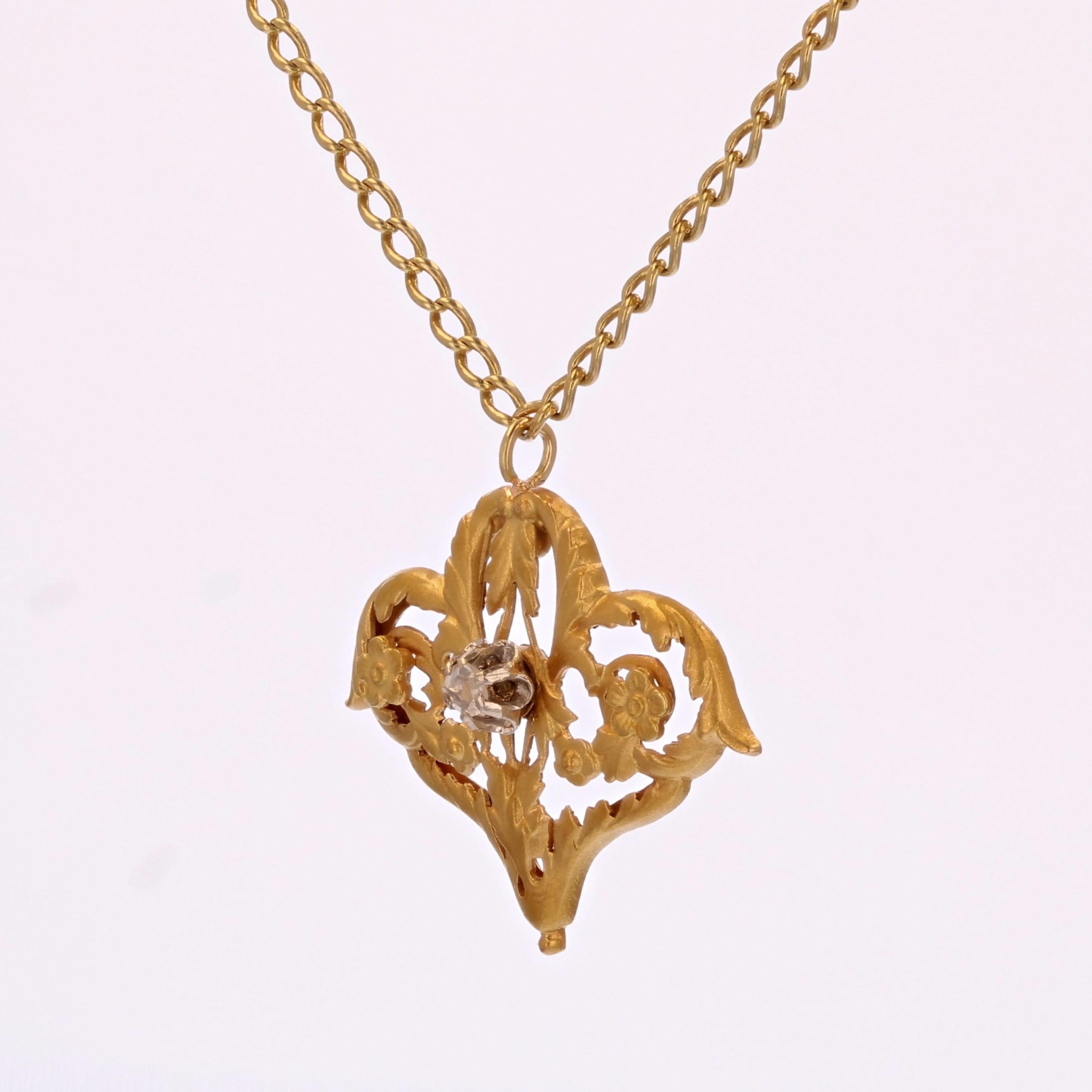 20th Century Belle Epoque Diamond 18 Karat Yellow Gold Necklace In Good Condition For Sale In Poitiers, FR
