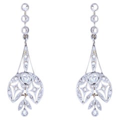 20th Century Belle Epoque Diamonds 18 Karat White Yellow Gold Dangle Earrings