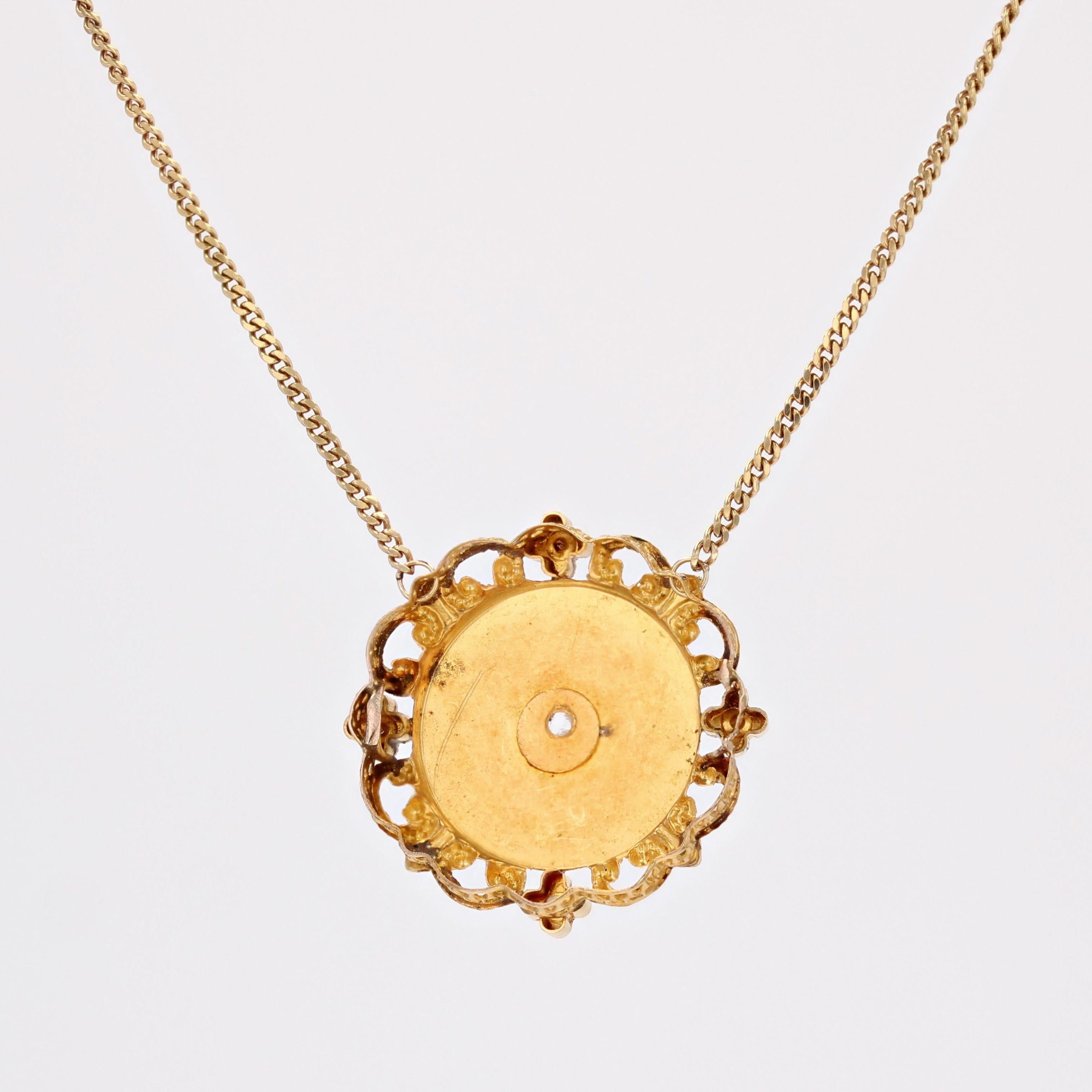 Belle Epoque des 20. Jahrhunderts Perlenkette aus 18 K Gelb-, Rosé- und Grüngold im Angebot 8