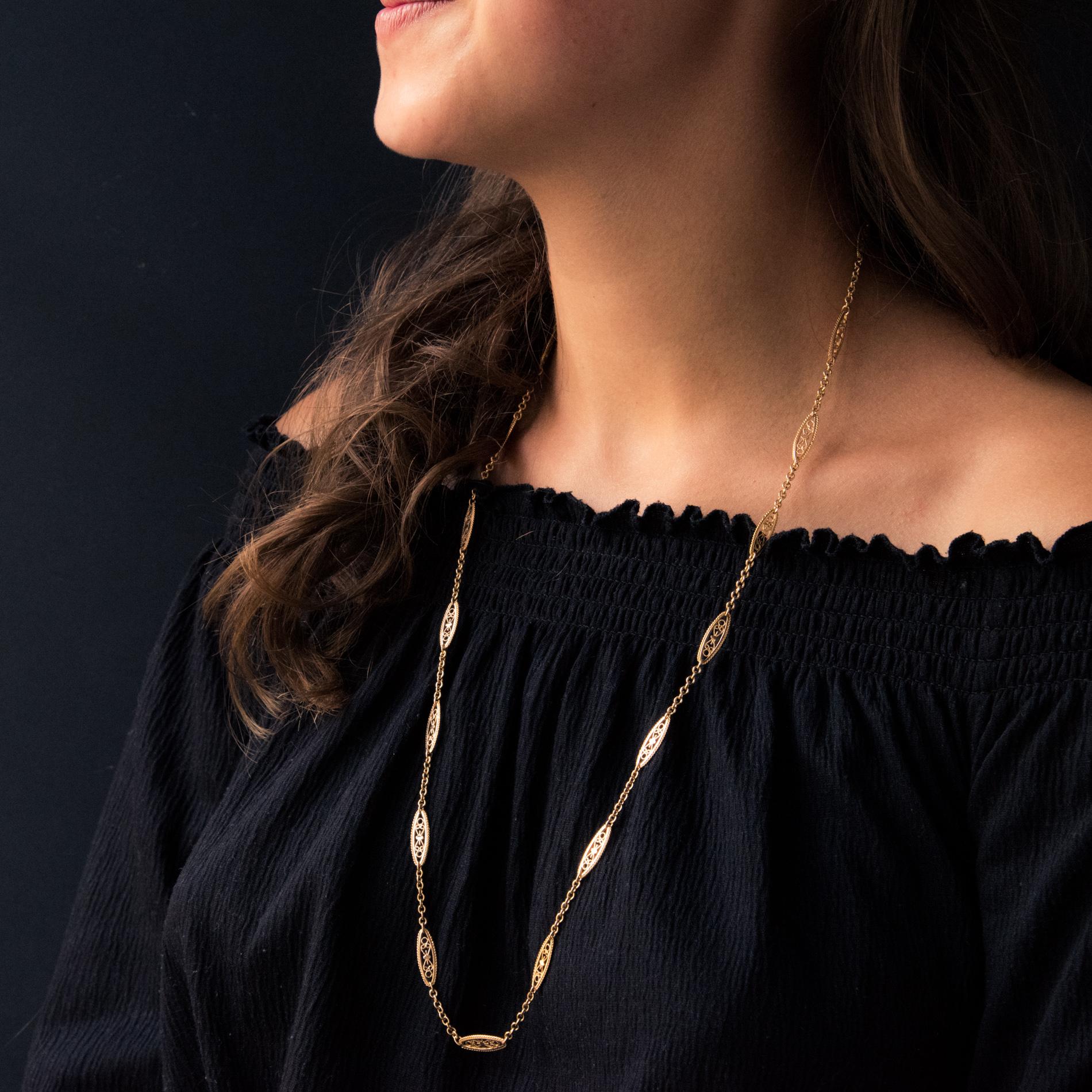 Women's 20th Century Belle Epoque Rose Gold Filigree Long Necklace