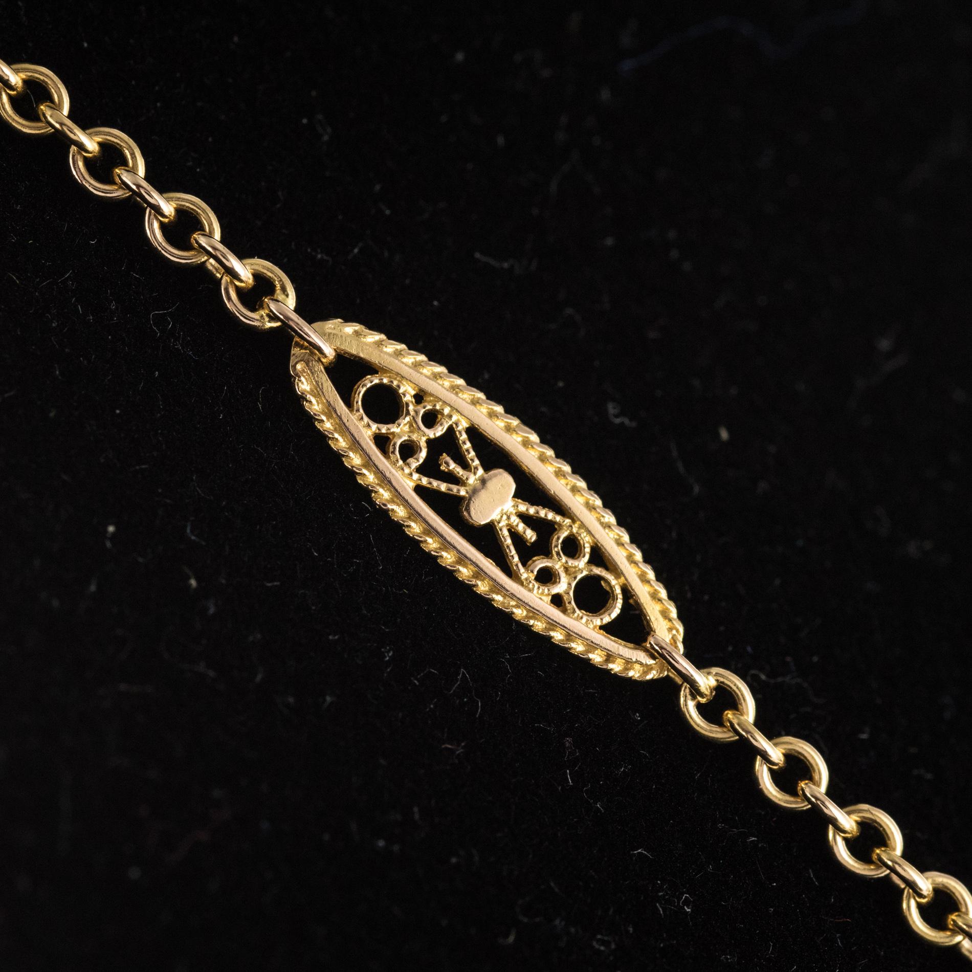 Filigrane lange Halskette aus Roségold der Belle Epoque des 20. Jahrhunderts 2
