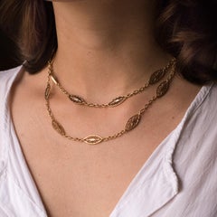 20th Century Belle Epoque Rose Gold Filigree Shuttle Chain