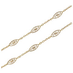 Antique 20th Century Belle Epoque Rose Gold Filigree Shuttle Chain