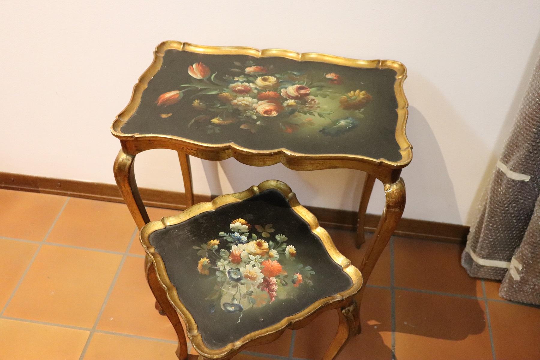Gilt 20th Century Belle Époque Style Golden hand painted Side Table or Sofa Table
