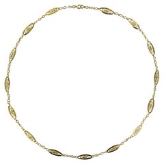 20th Century Belle Époque Yellow Gold Filigree Necklace