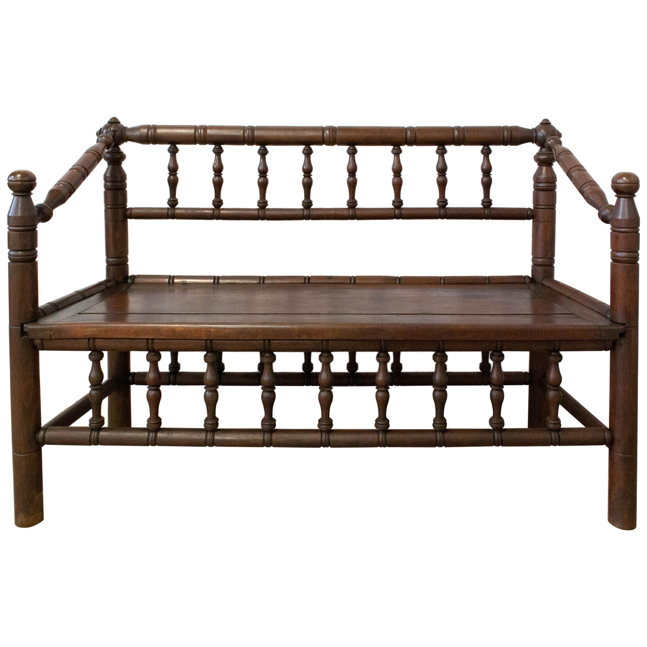 20th Century Bench in Turner's Chairs Style French Provincial Baluster Bench For Sale