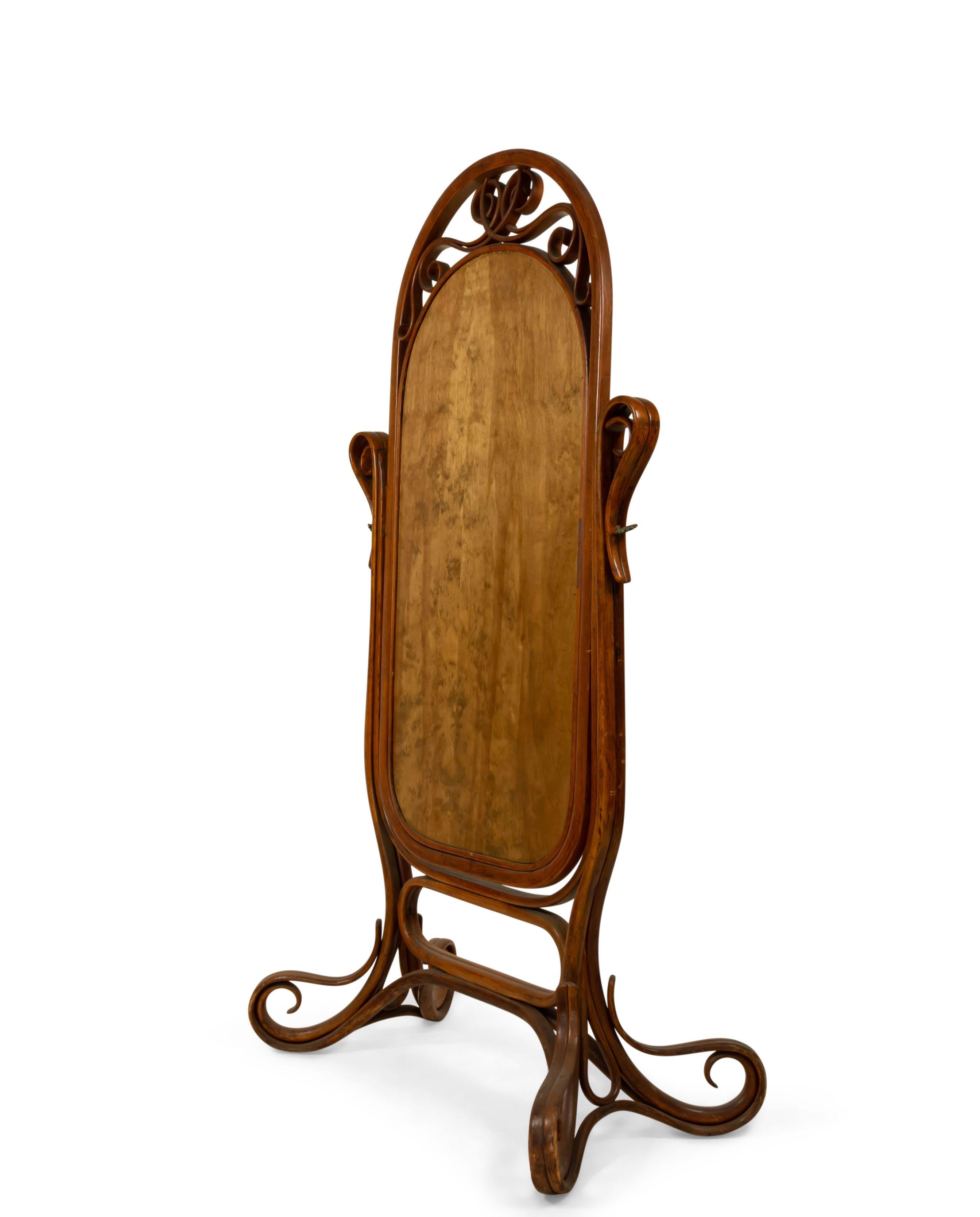 20th Century Bentwood Oak Cheval Mirror 'Manner of Michael Thonet' For Sale 2