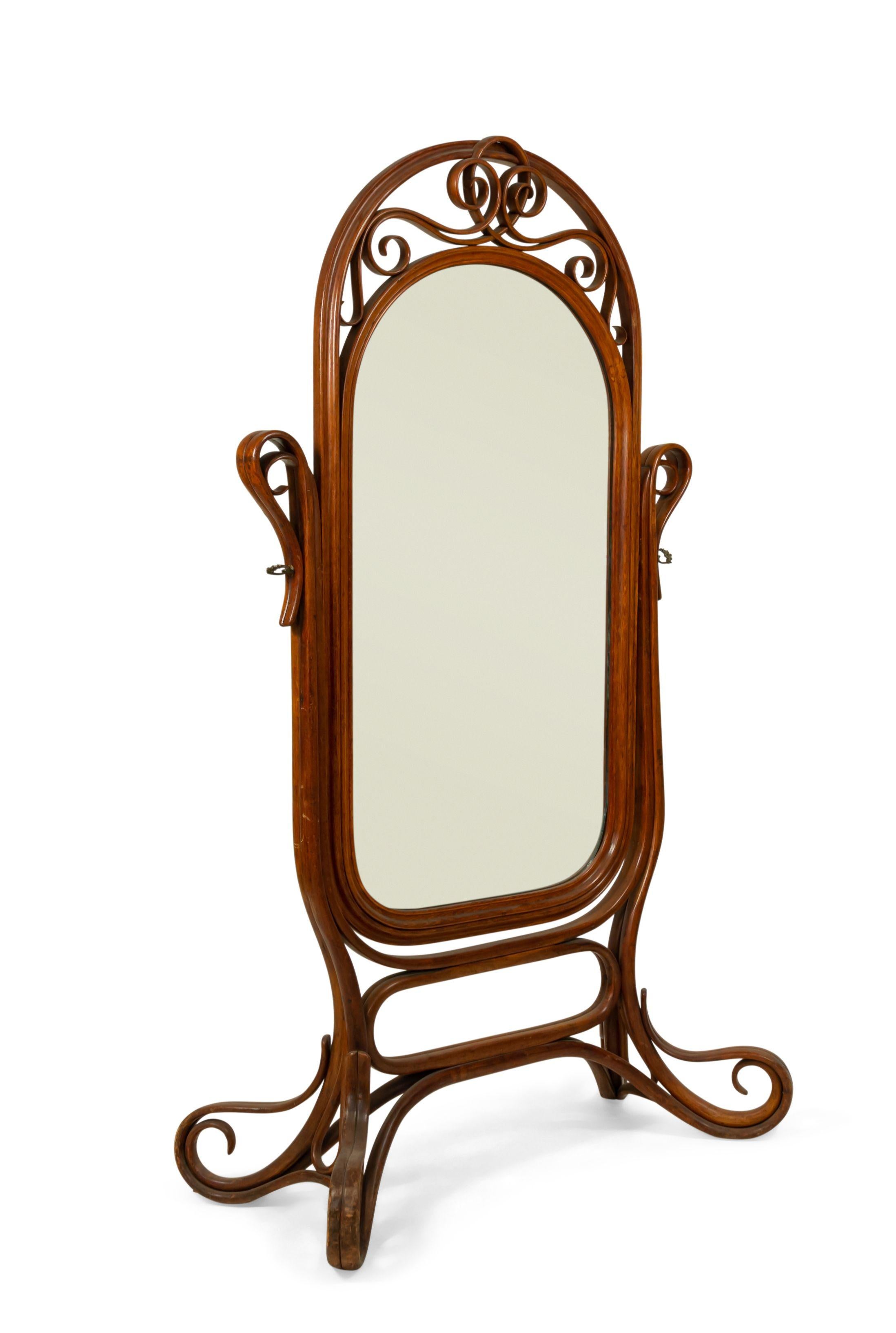20th Century Bentwood Oak Cheval Mirror 'Manner of Michael Thonet' For Sale 4
