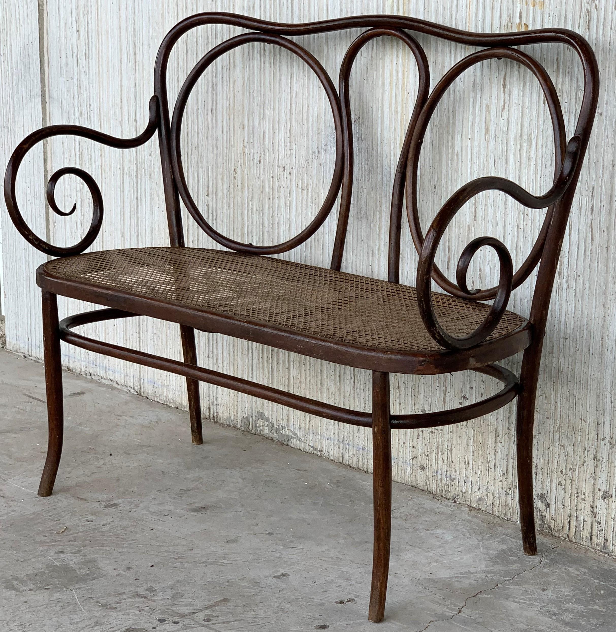 Early 20th Century 20th Century Bentwood Sofa in the Thonet Style, circa 1925, Caned Seat