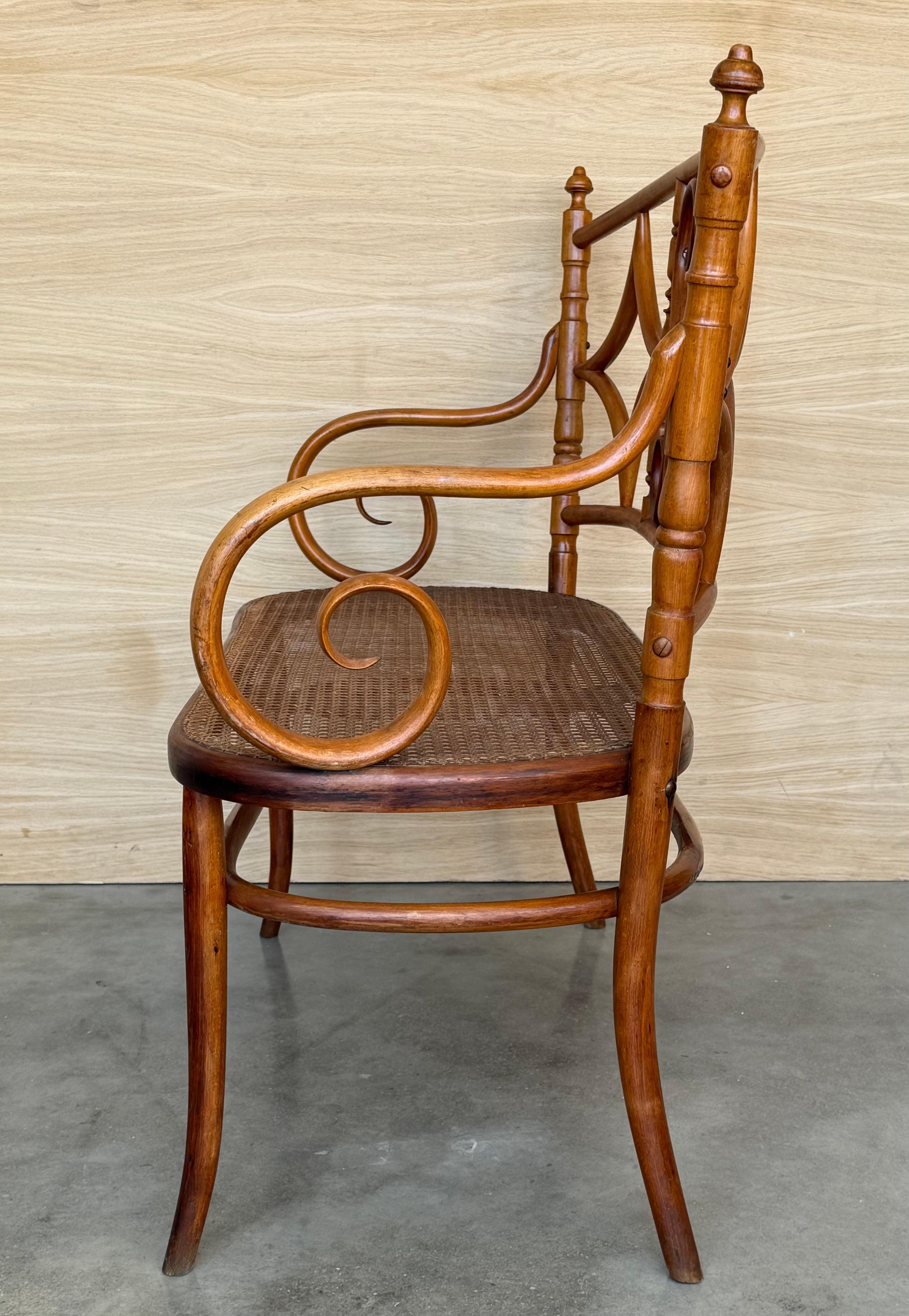 Début du 20ème siècle Canapé en bois du 20e siècle de style The Thonet, vers 1925, assise cannée en vente