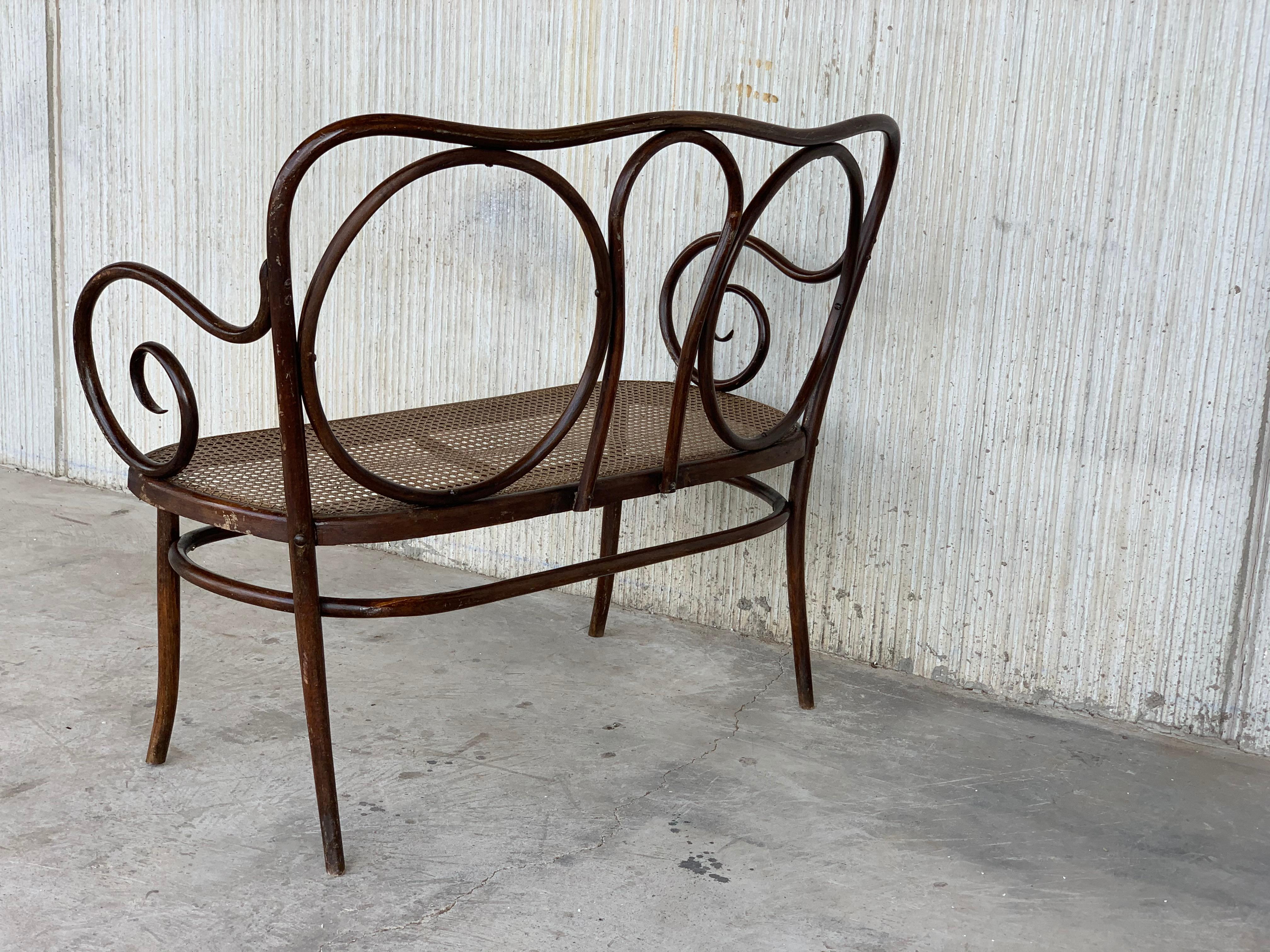 20th Century Bentwood Sofa in the Thonet Style, circa 1925, Caned Seat 3