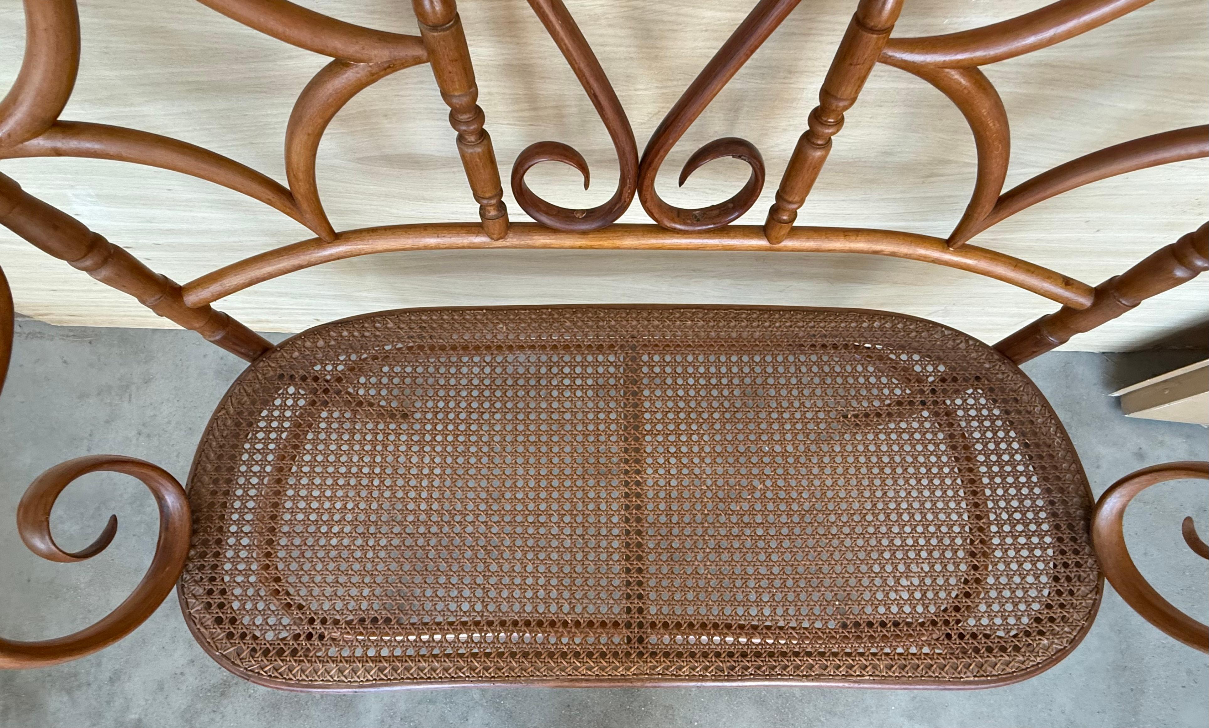 Canapé en bois du 20e siècle de style The Thonet, vers 1925, assise cannée en vente 2
