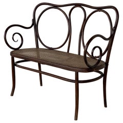 20th Century Bentwood Sofa in the Thonet Style, circa 1925, Caned Seat