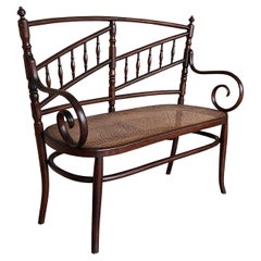 20th Century Bentwood Sofa in the Thonet Style, circa 1925, Caned Seat