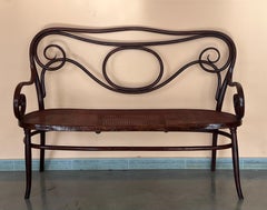 20th Century Bentwood Sofa signed by Fischel, circa 1900, Caned Seat
