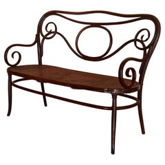 20th Century Bentwood Sofa signed by Fischel, circa 1900, Caned Seat