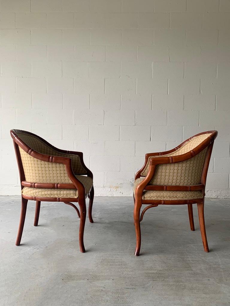 American Pair of George III Style Walnut Tub Chairs 