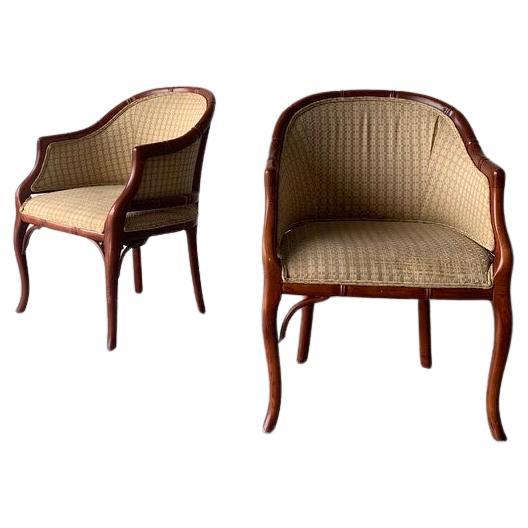 Pair of George III Style Walnut Tub Chairs 