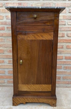20th Century Biedermeier Nightstand with Marble Top & One-Drawer & Door, 1900s