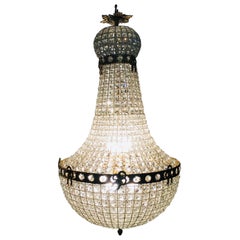 Vintage 20th Century Biedermeier Style Basket Candelabra Crystal