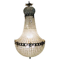 Candelabro a cestello in stile Biedermeier del XX secolo con cristallo