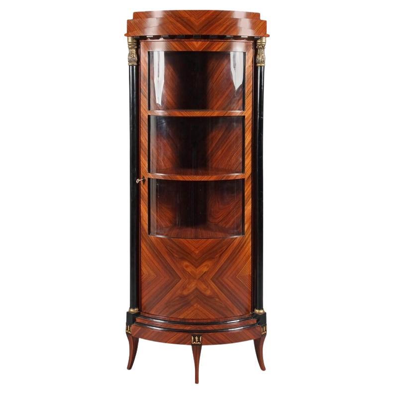 20th Century Biedermeier Style Palisander Veneer Corner Vitrine