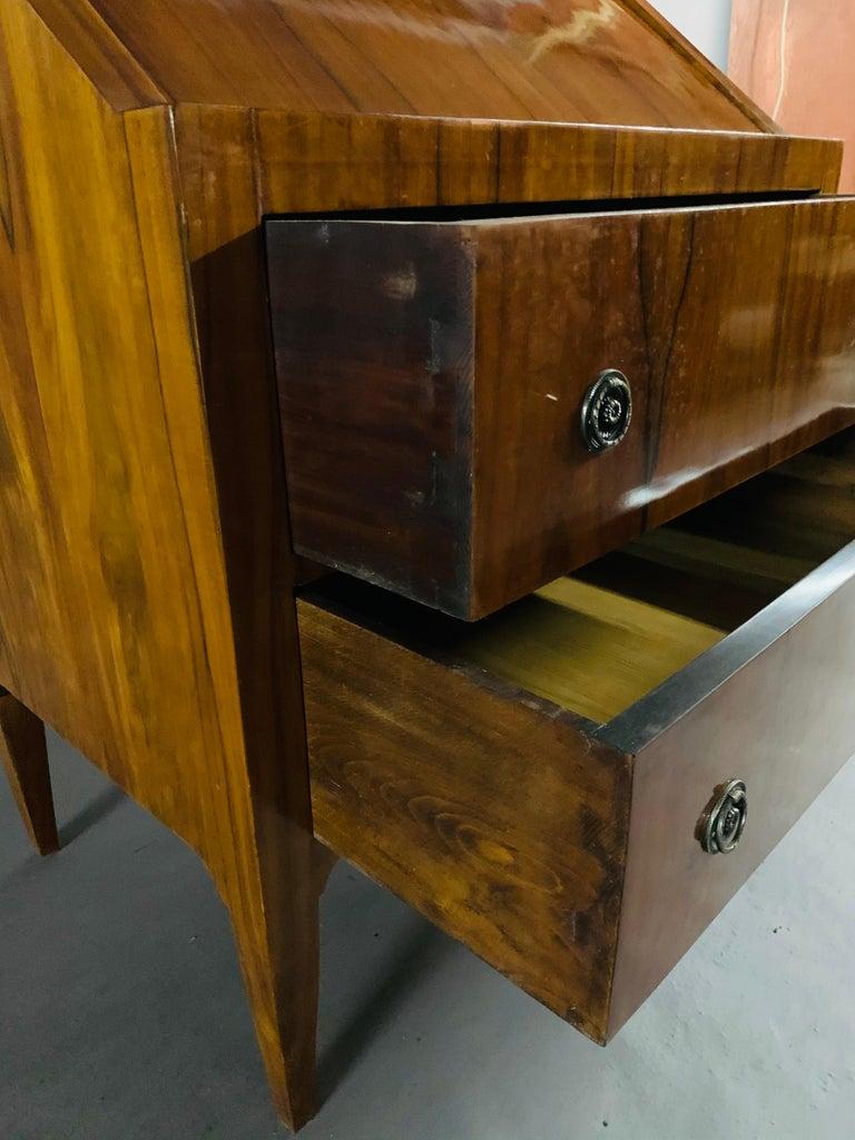 20th Century antique Biedermeier Style Slope-Flap Secretaire mahogany veneer For Sale 5