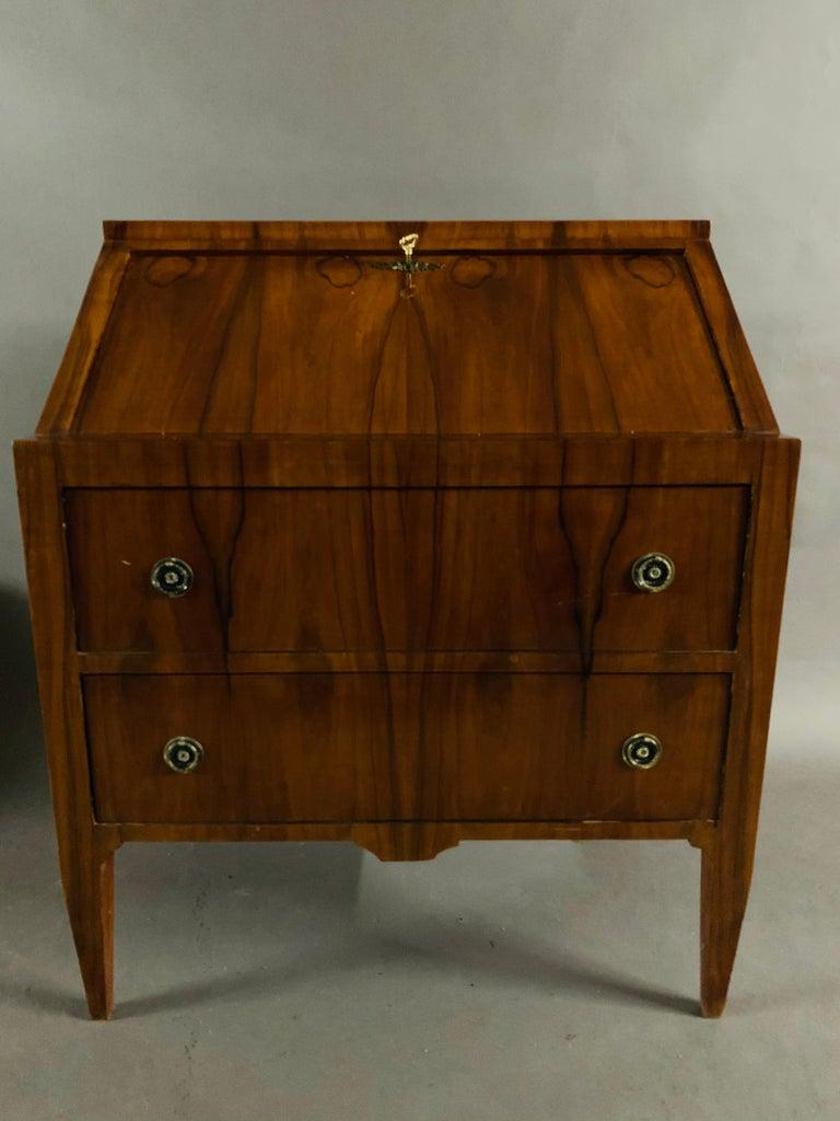 German 20th Century antique Biedermeier Style Slope-Flap Secretaire mahogany veneer For Sale