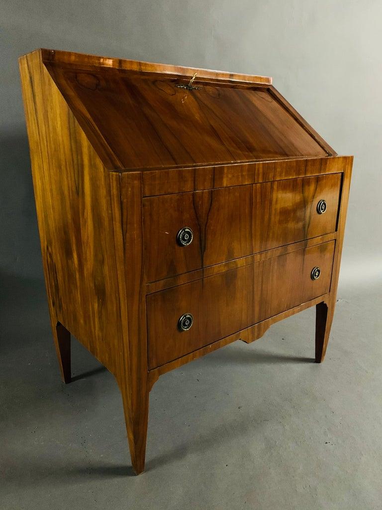 Veneer 20th Century antique Biedermeier Style Slope-Flap Secretaire mahogany veneer For Sale