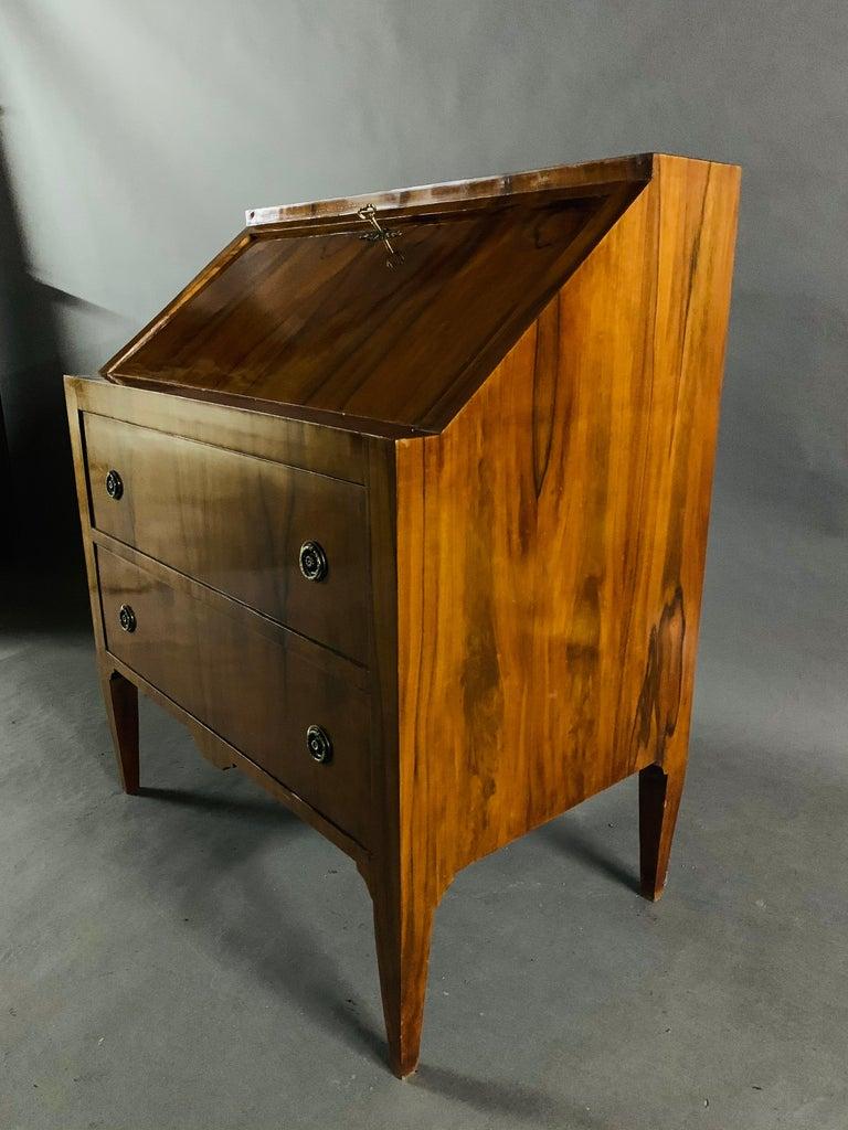 Wood 20th Century antique Biedermeier Style Slope-Flap Secretaire mahogany veneer For Sale