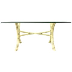 20th Century Bielecky Brothers Style Rattan and Glass Top Table
