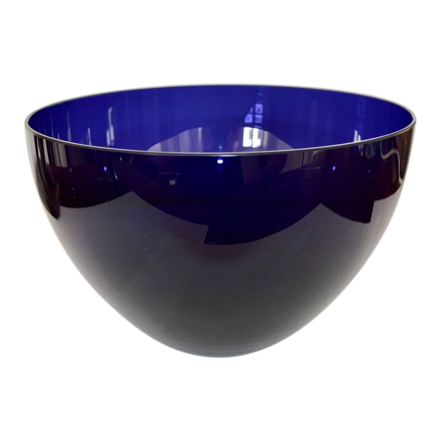 large blue glass bowl