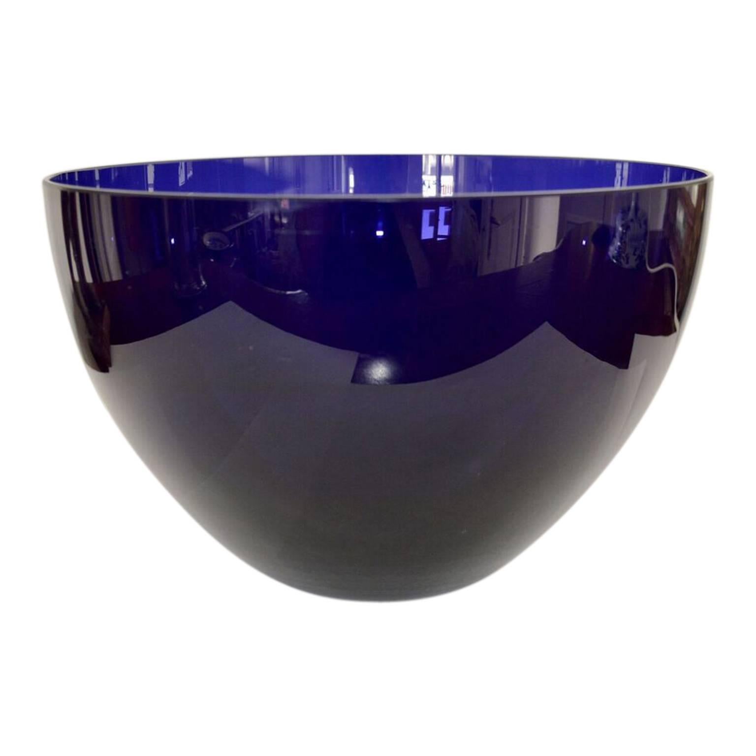 large cobalt blue glass bowl