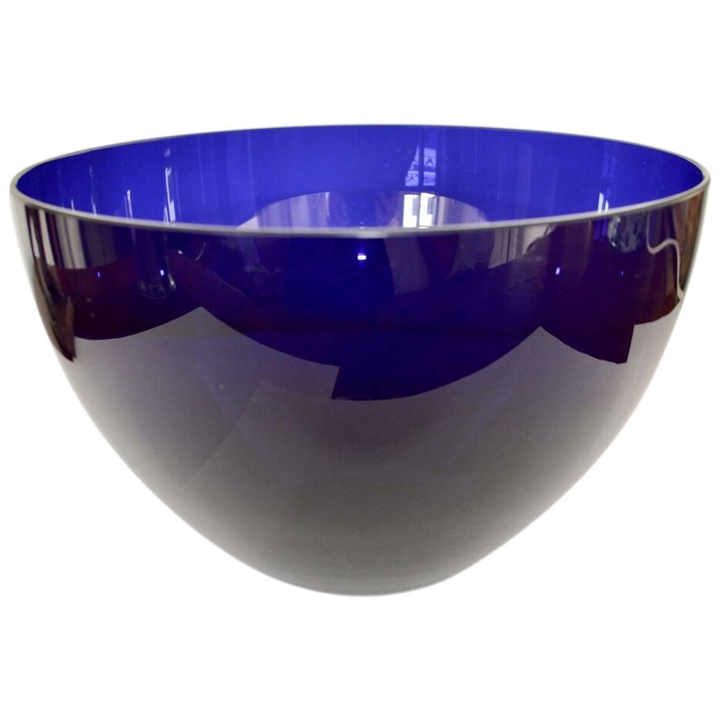 Large 20th Century Cobalt Blue Glass Salad Bowl