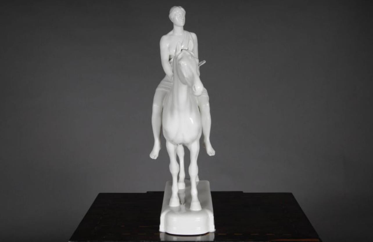 20th Century Big KPM Berlin  Louis Tuaillon  Sculpture Figure Amazoness on Horse For Sale 2