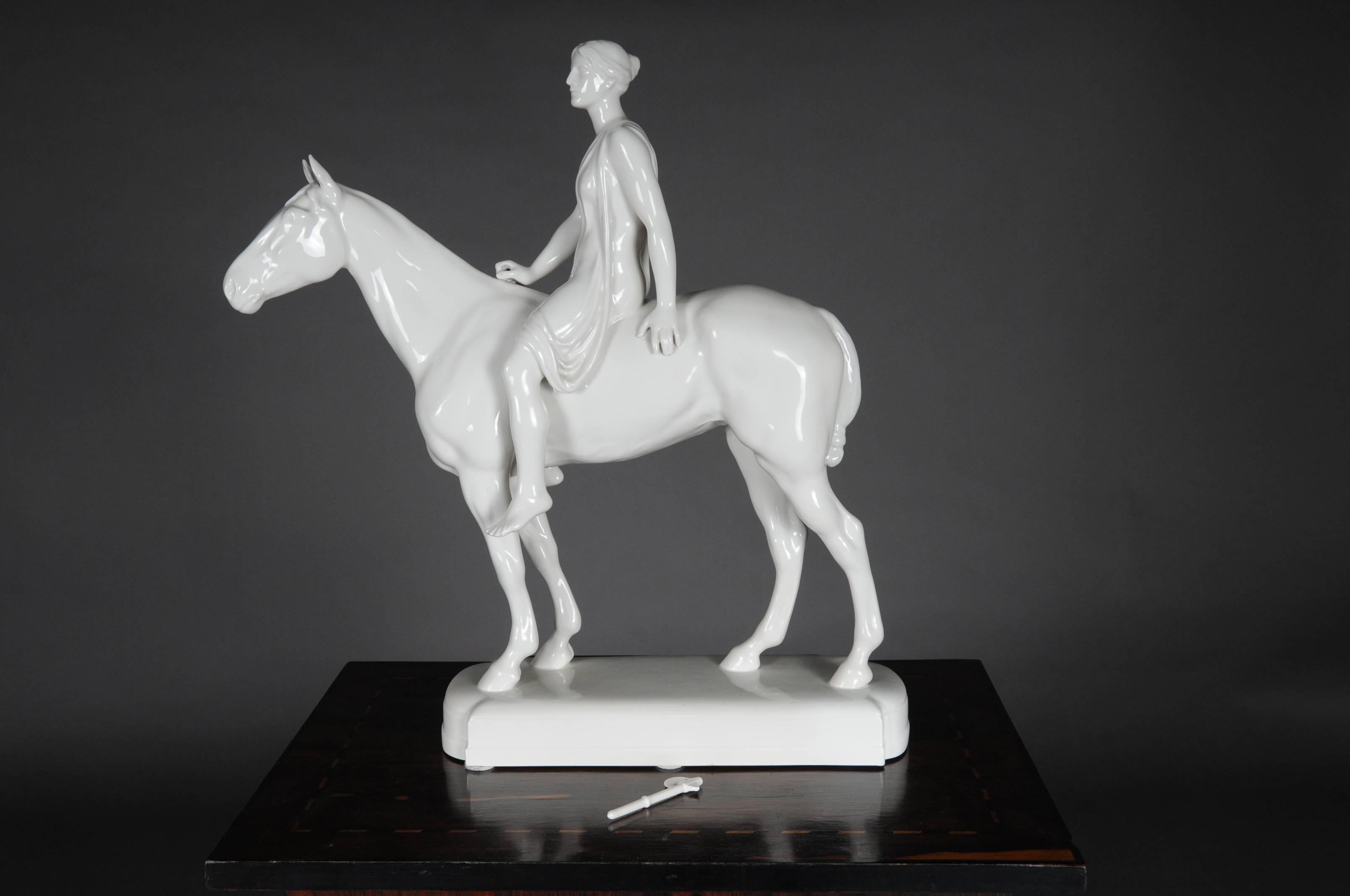 20th Century Big KPM Berlin Sculpture Figure Amazoness on Horse 8