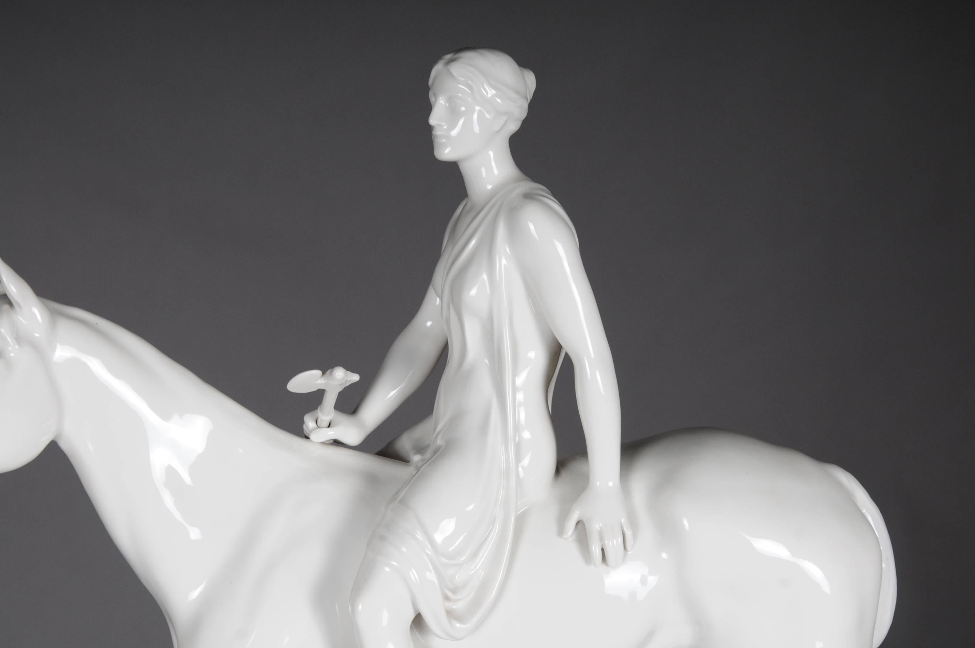 20th Century Big KPM Berlin Sculpture Figure Amazoness on Horse 1