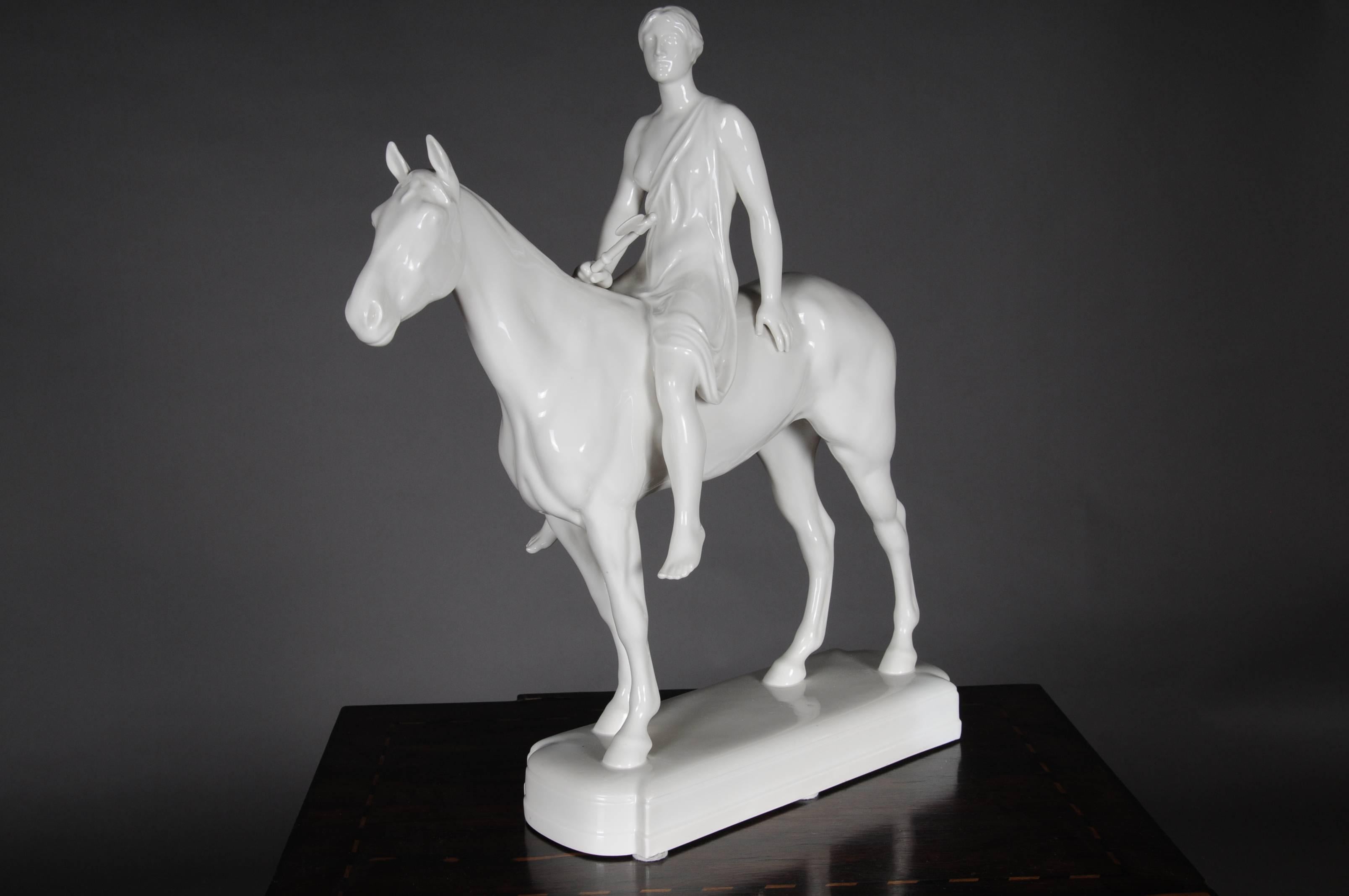 20th Century Big KPM Berlin Sculpture Figure Amazoness on Horse 2